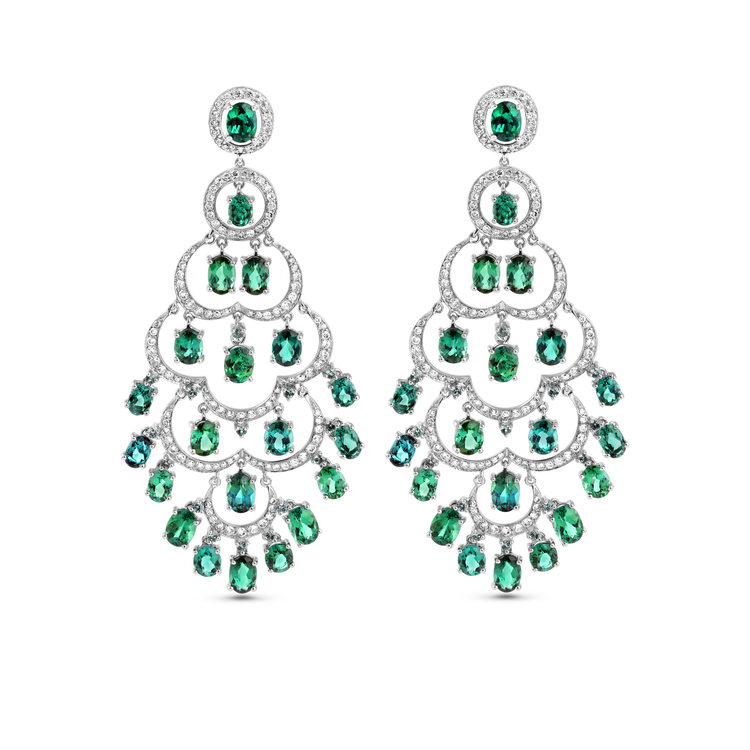 Oliver Heemeyer Amira tourmaline earrings made of 18k white gold.