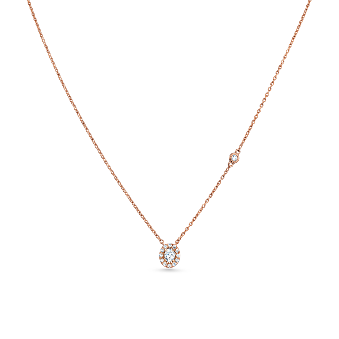 Oliver Heemeyer Cora diamond necklace oval cut made of 18k rose gold.