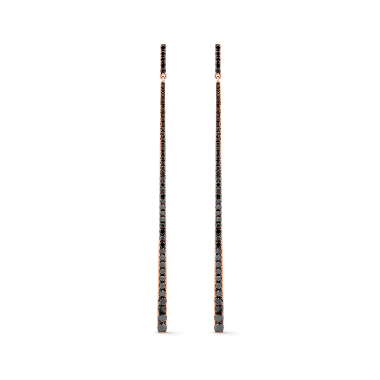Oliver Heeeyer Line black diamond earrings made of 18k rose gold.