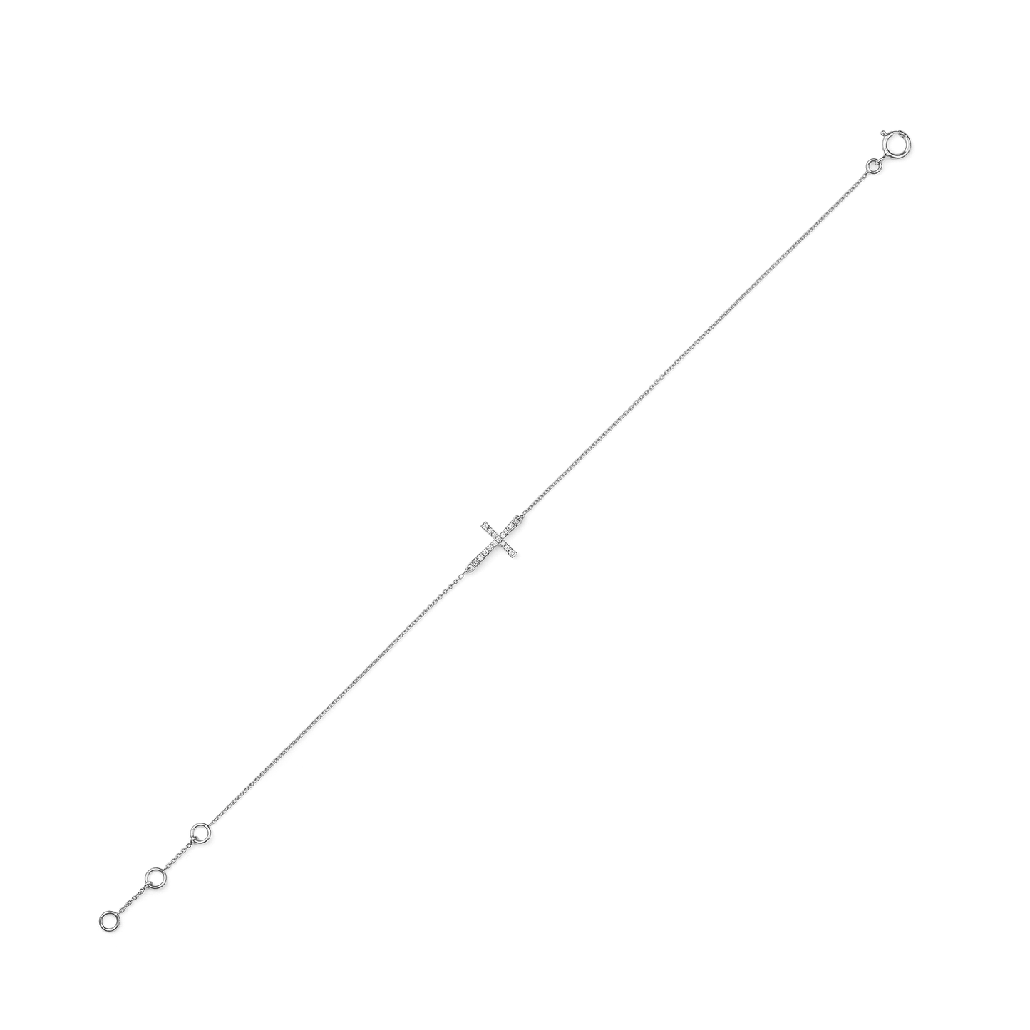 Oliver Heemeyer Diamond Cross Bracelet in 18k white gold.