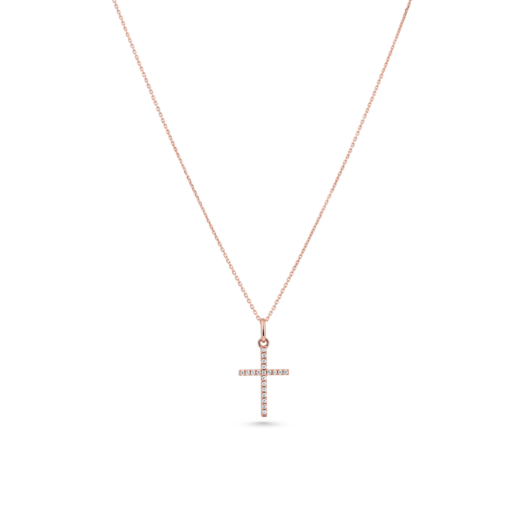 Oliver Heemeyer diamond cross pendant 15,0 mm made of 18k rose gold.