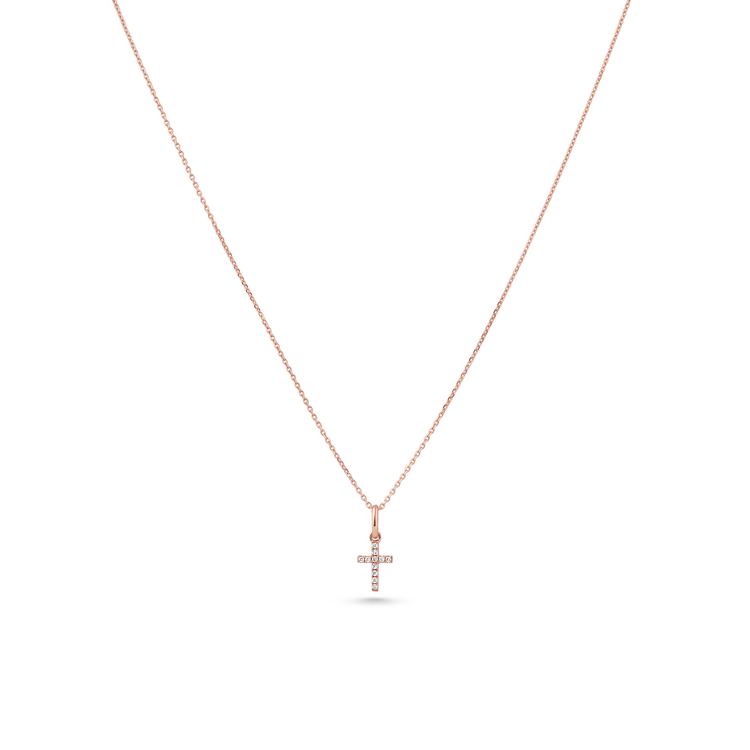 Oliver Heemeyer diamond cross pendant 7,0 mm made of 18k rose gold.