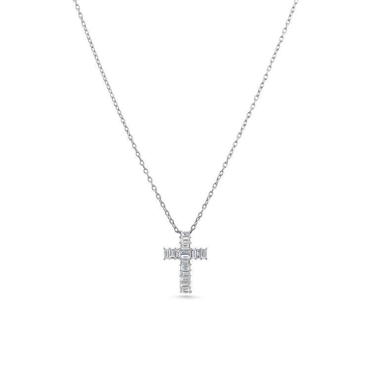 Oliver Heemeyer diamond cross pendant baguette cut fancy made of 18k white gold.