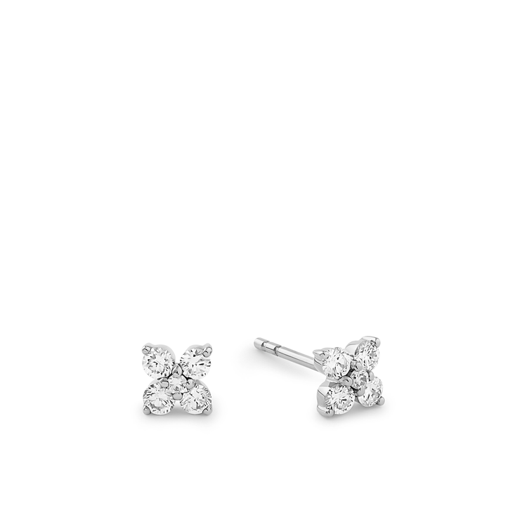 Oliver Heemeyer Flower Diamond Ear Studs made of 18k white gold.