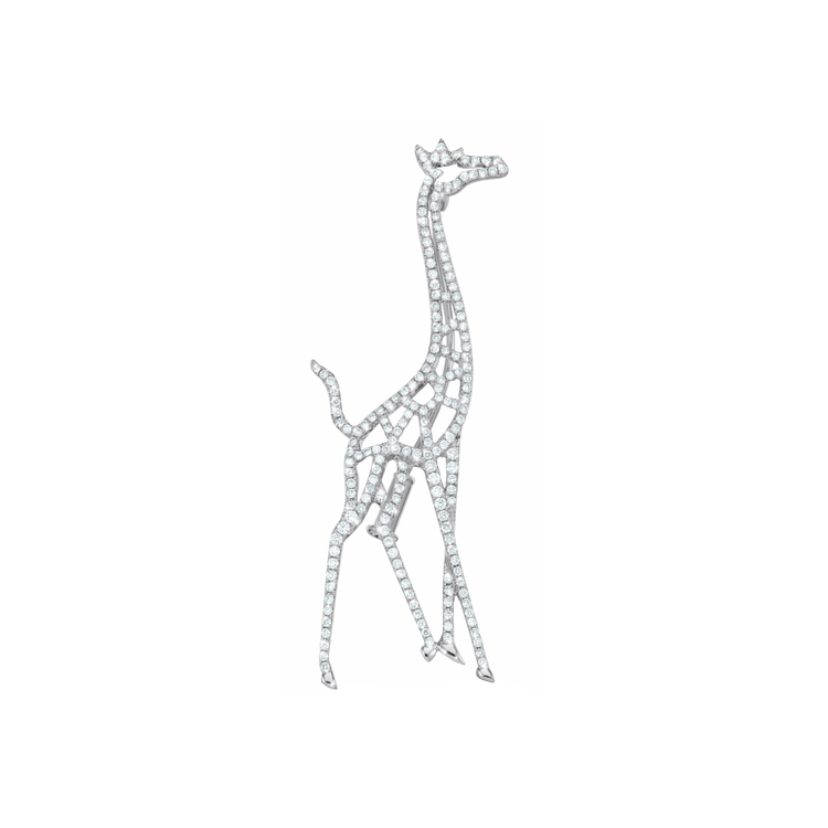 The Giraffe is a symbol for vision, meekness and power. This extraordinary design from Oliver Heemeyer is adorned with 193 diamonds. Handcrafted and made of 18k white gold.