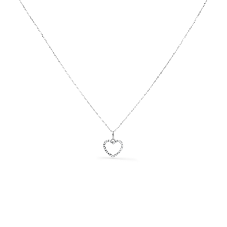 Oliver Heemeyer Kate Heart Diamond Necklace in 18k white gold.