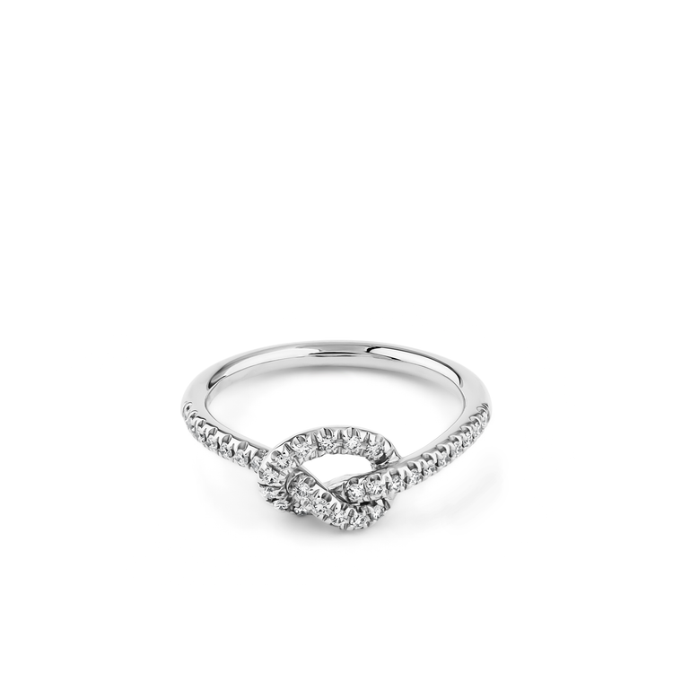 Oliver Heemeyer Knot Diamond Ring made of 18k white gold.