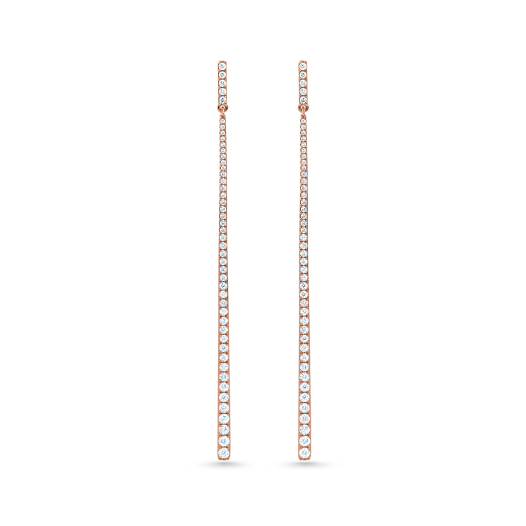 Oliver Heemeyer Line white diamond earrings made of 18k rose gold.