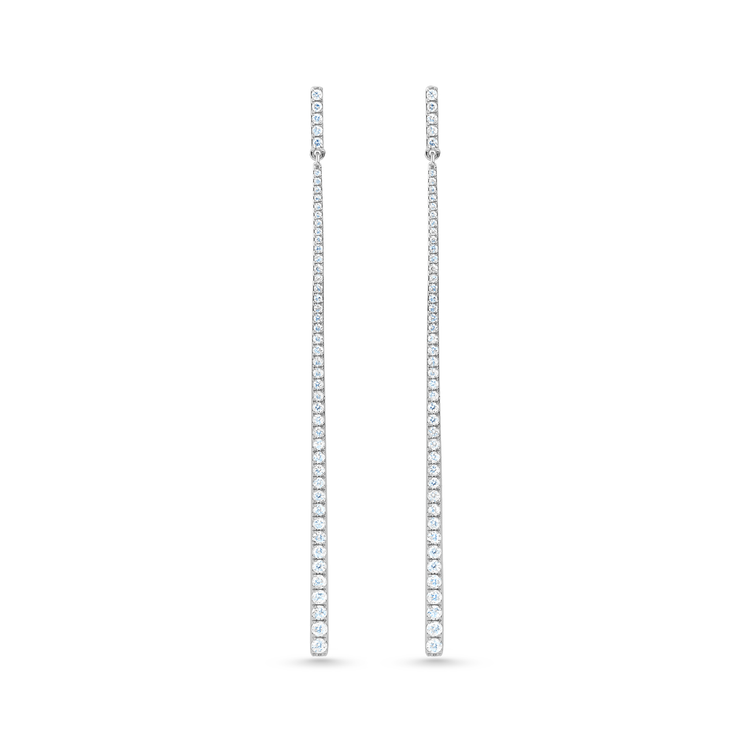 Oliver Heemeyer Line white diamond earrings made of 18k white gold.