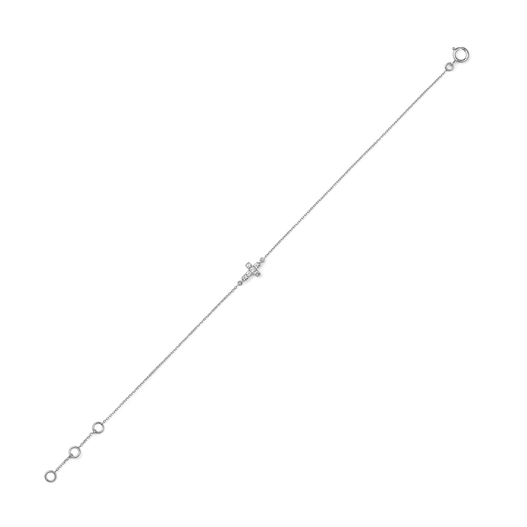 Oliver Heemeyer Mini Diamond Cross Bracelet in 18k white gold.