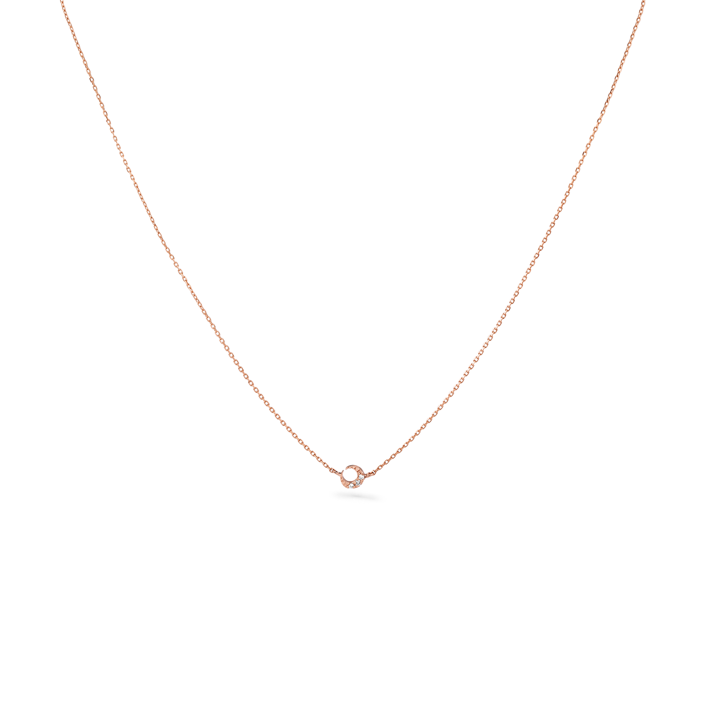 Oliver Heemeyer Mini Moon Diamond Necklace in 18k rose gold.