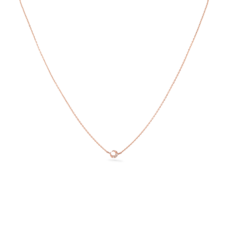 Oliver Heemeyer Mini Moon Diamond Necklace in 18k rose gold.