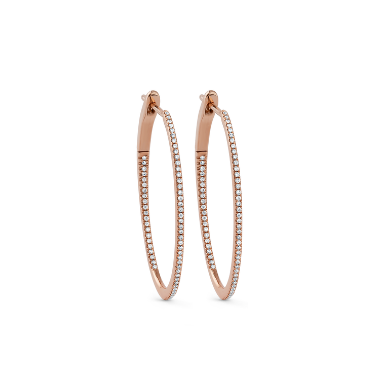 Oliver Heemeyer Oakley diamond hoops 3,2 cm made of 18k rose gold.