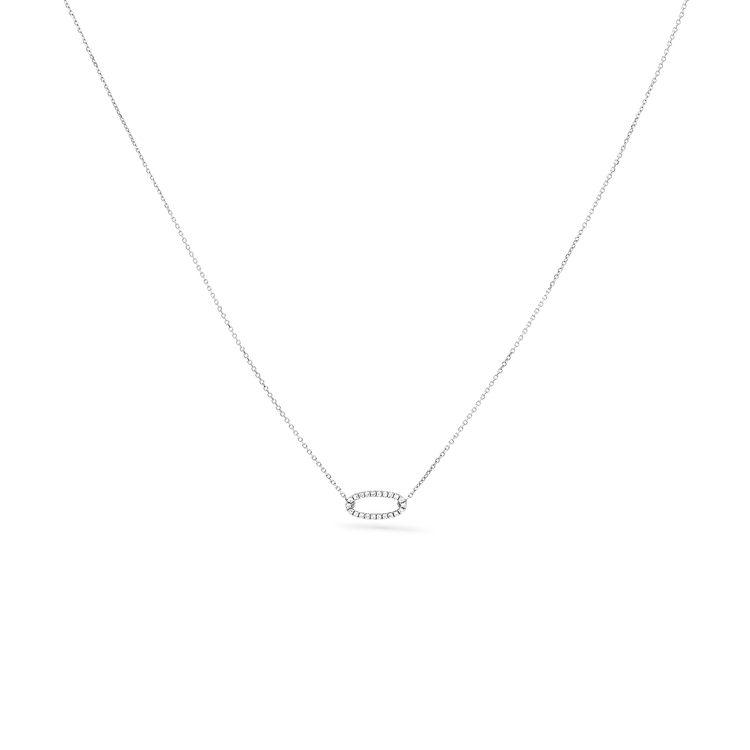 Oliver Heemeyer Oval Diamond Necklace in 18k white gold.