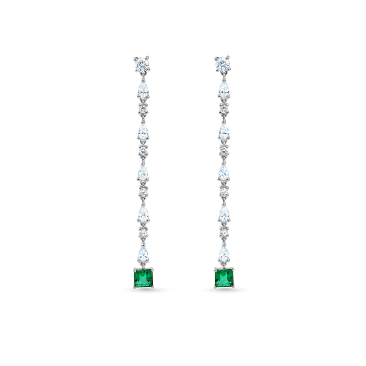 Oliver Heemeyer Shannon diamond emerald earrings made of 18k white gold.