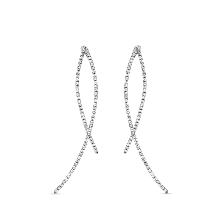 Oliver Heeeyer Wave diamond earrings in 18k white gold.