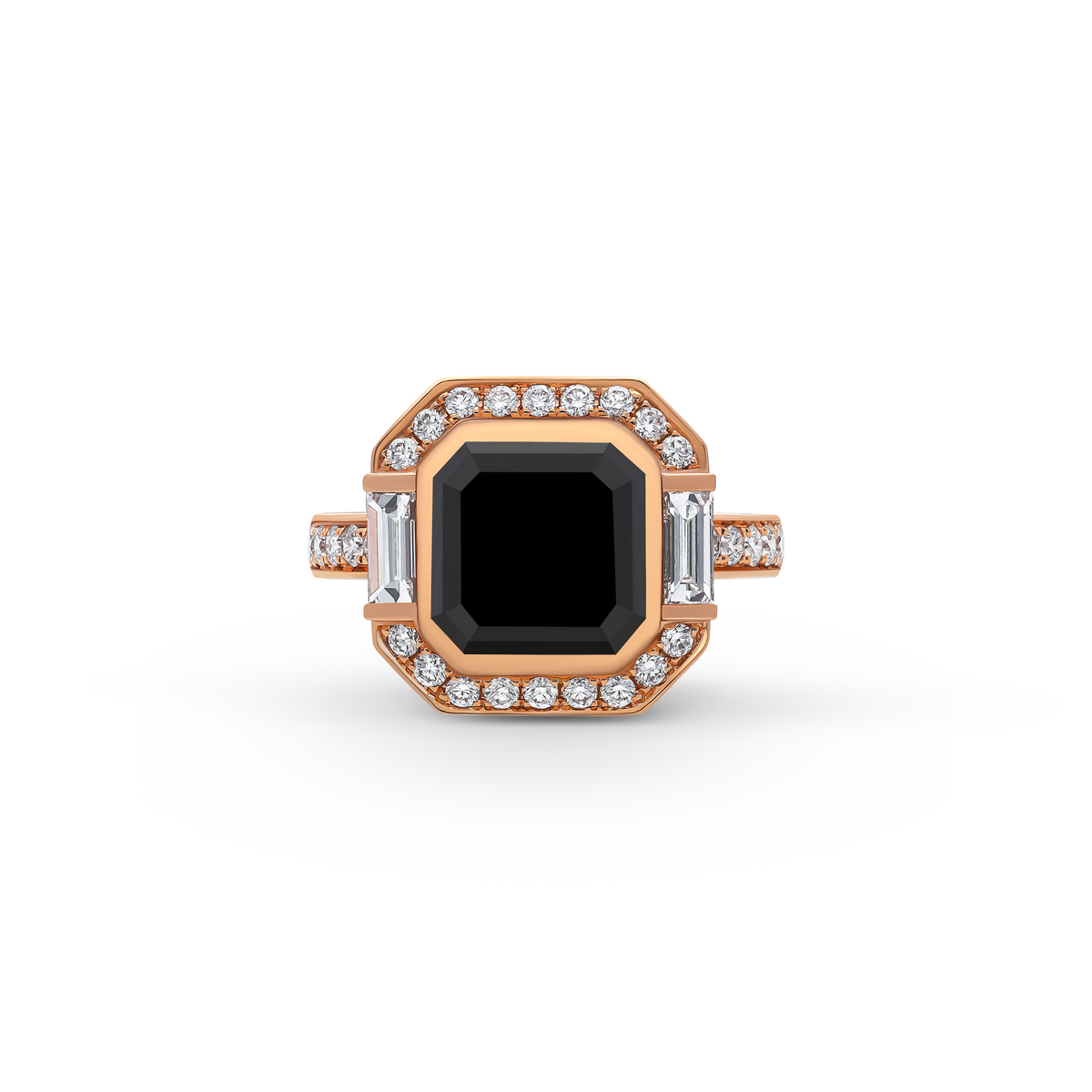 Asscher-Schliff Schwarzer Solitär Diamantring 4.06 ct.