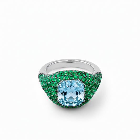 Green Fire Blauer Zirkon Ring