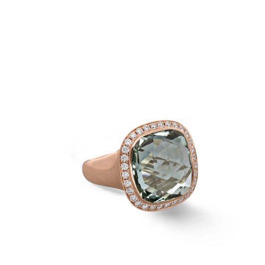 Green Amethyst Victoria Diamond Ring