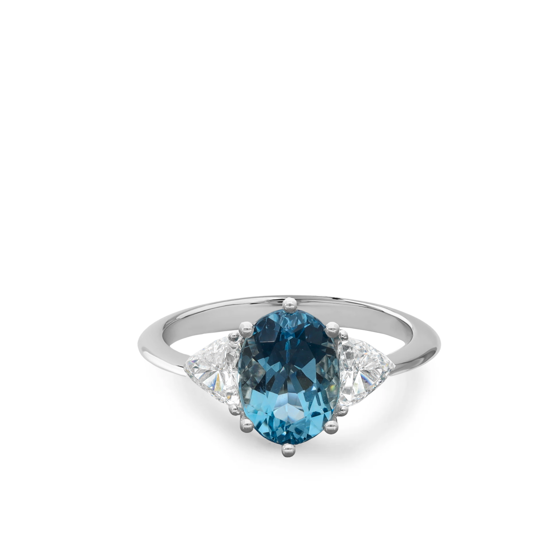 Aquamarine Diamond Ring 18K White Gold 50 - Main Image