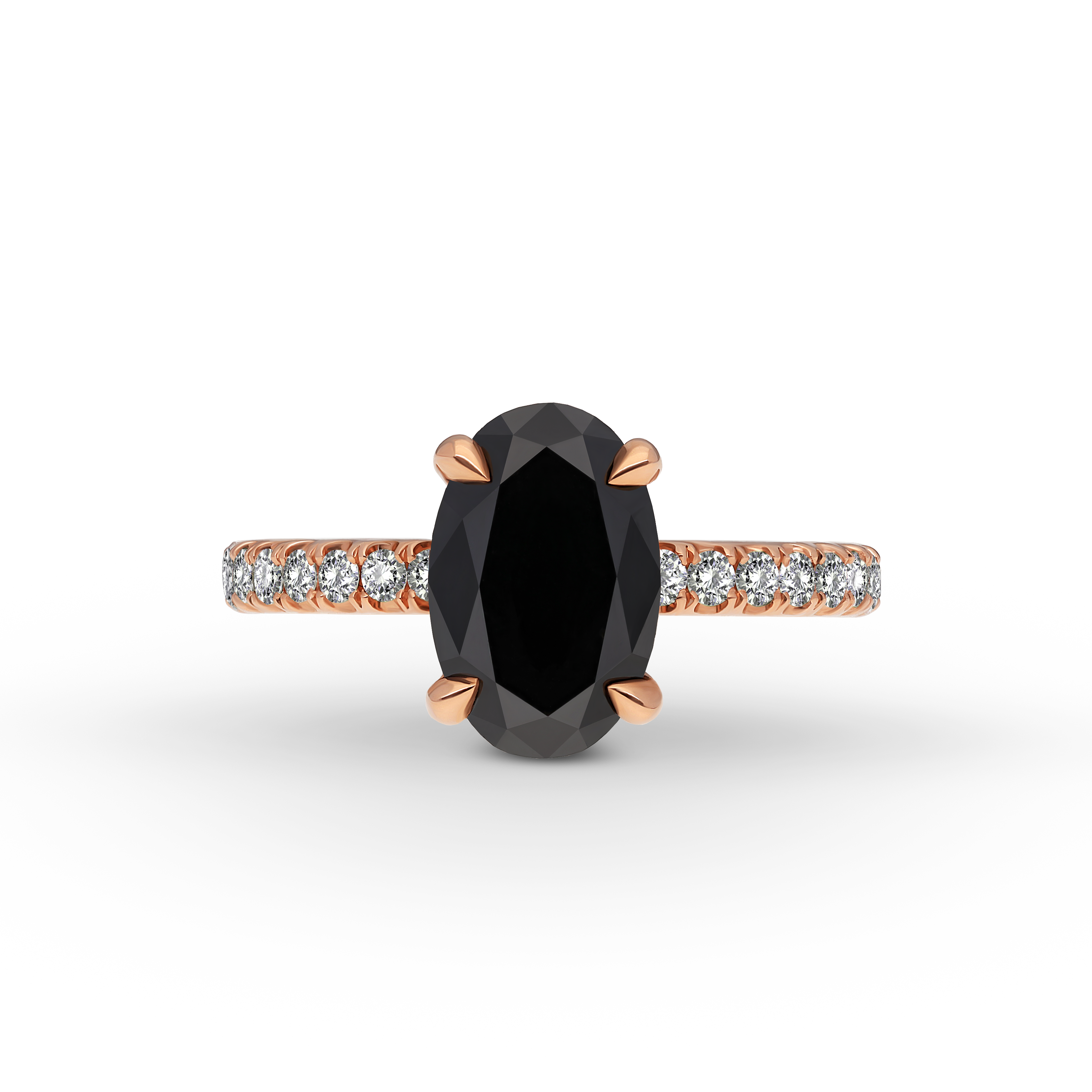 Oval Black Diamond Solitaire Ring 2.58 ct.
