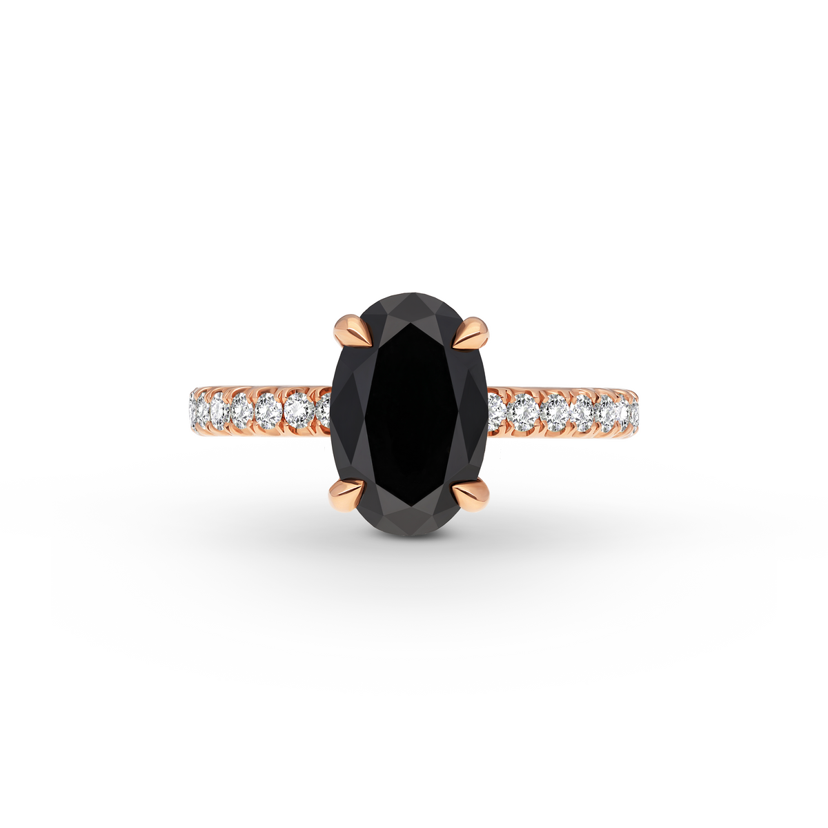 Ovaler Schwarzer Solitär Diamantring 2.58 ct.