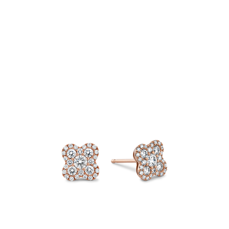 Oliver Heemeyer Alemandro diamond ear studs 4 made of 18k rose gold. Size Medium.