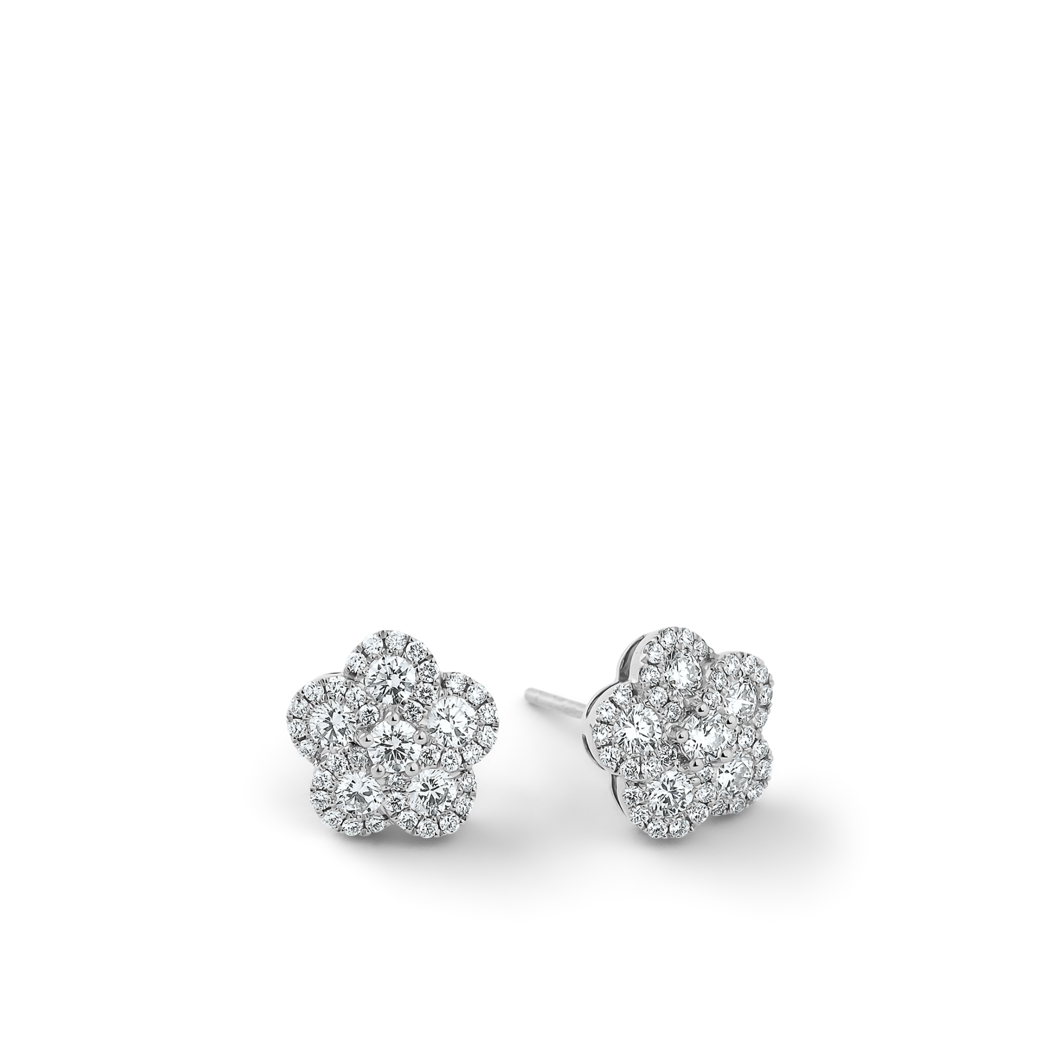 Oliver Heemeyer Alemandro diamond ear studs 5 in 18k white gold.