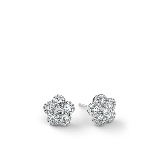 Oliver Heemeyer Alemandro diamond ear studs 5 in 18k white gold.