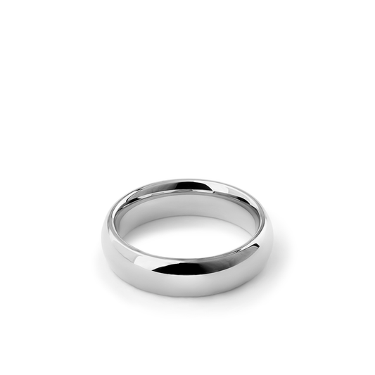 Oliver Heemeyer Bounce wedding band 6,0 mm made of 18k white gold.