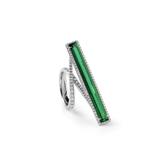 Oliver Heemeyer Brazil tourmaline ring made of 18k white gold..