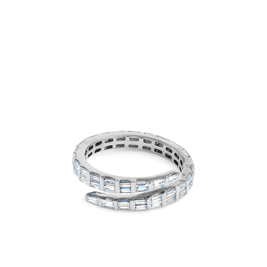 Oliver Heemeyer Careen baguette diamond ring made of 18k white gold.