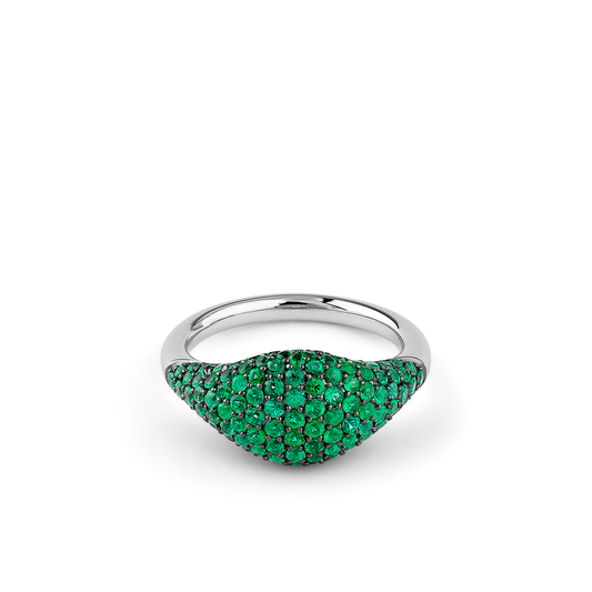 Oliver Heemeyer Cavalier Emerald ring in 18k white gold.