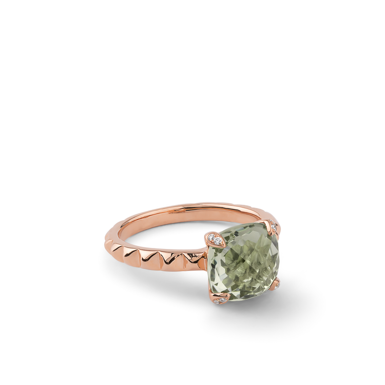 Oliver Heemeyer Charlie Green Amethyst Ring made of 18k rose gold.