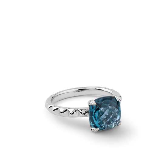 Oliver Heemeyer Charlie London Blue Topaz Ring made of 18k white gold.