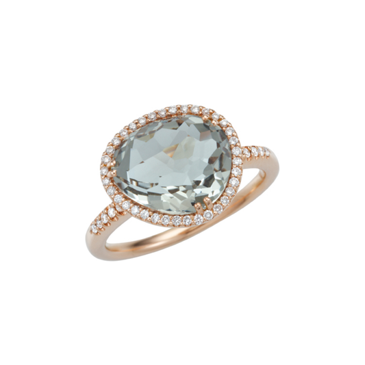 Oliver Heemeyer Jamie Green Amethyst Ring made of 18k rose gold.