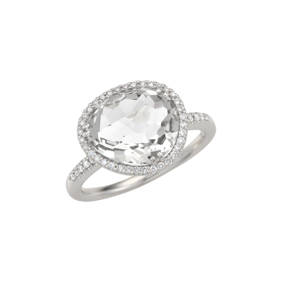 Oliver Heemeyer Jamie Rock Crystal Ring made of 18k white gold.
