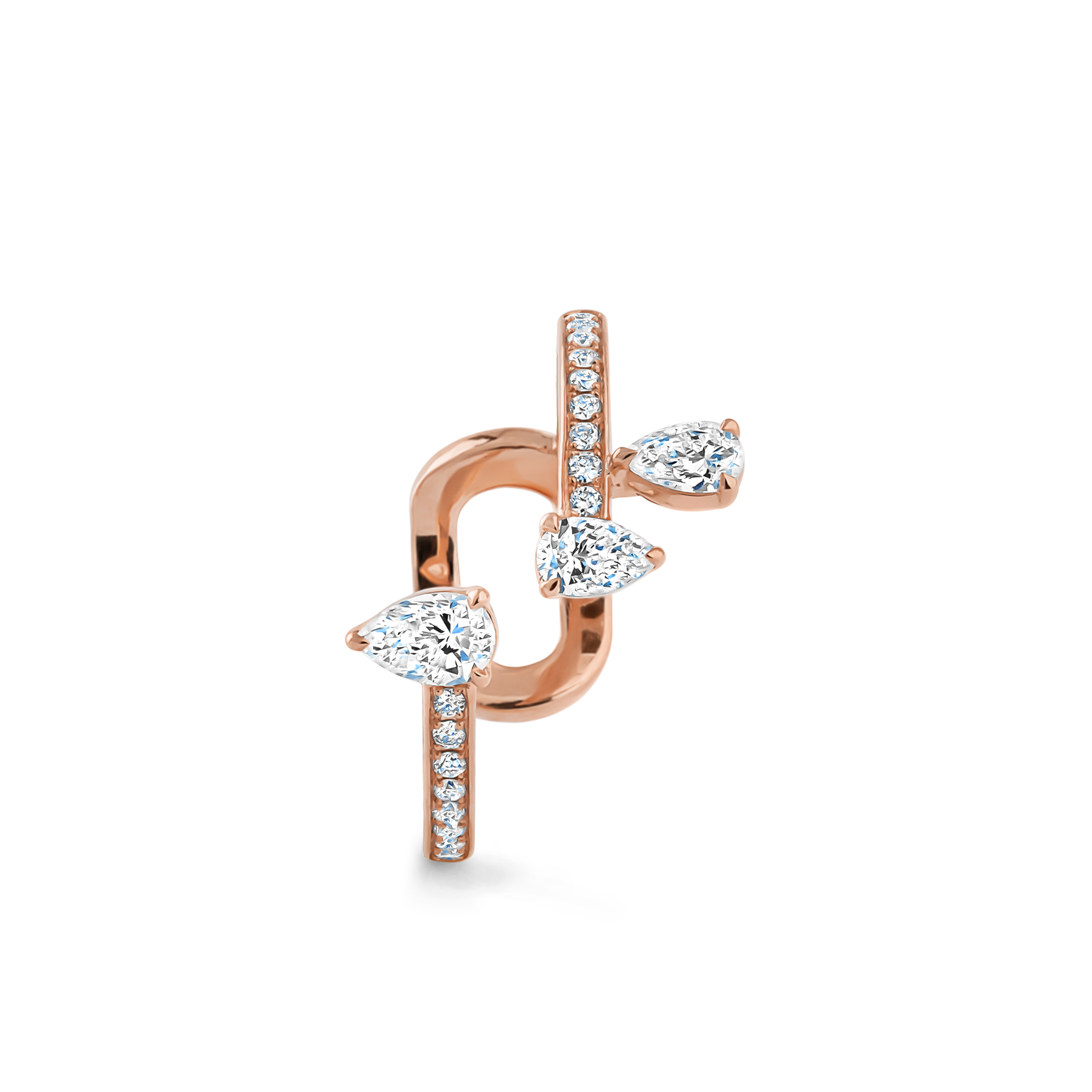 Oliver Heemeyer Cory open diamond ring made of 18k rose gold. Perspective 2.