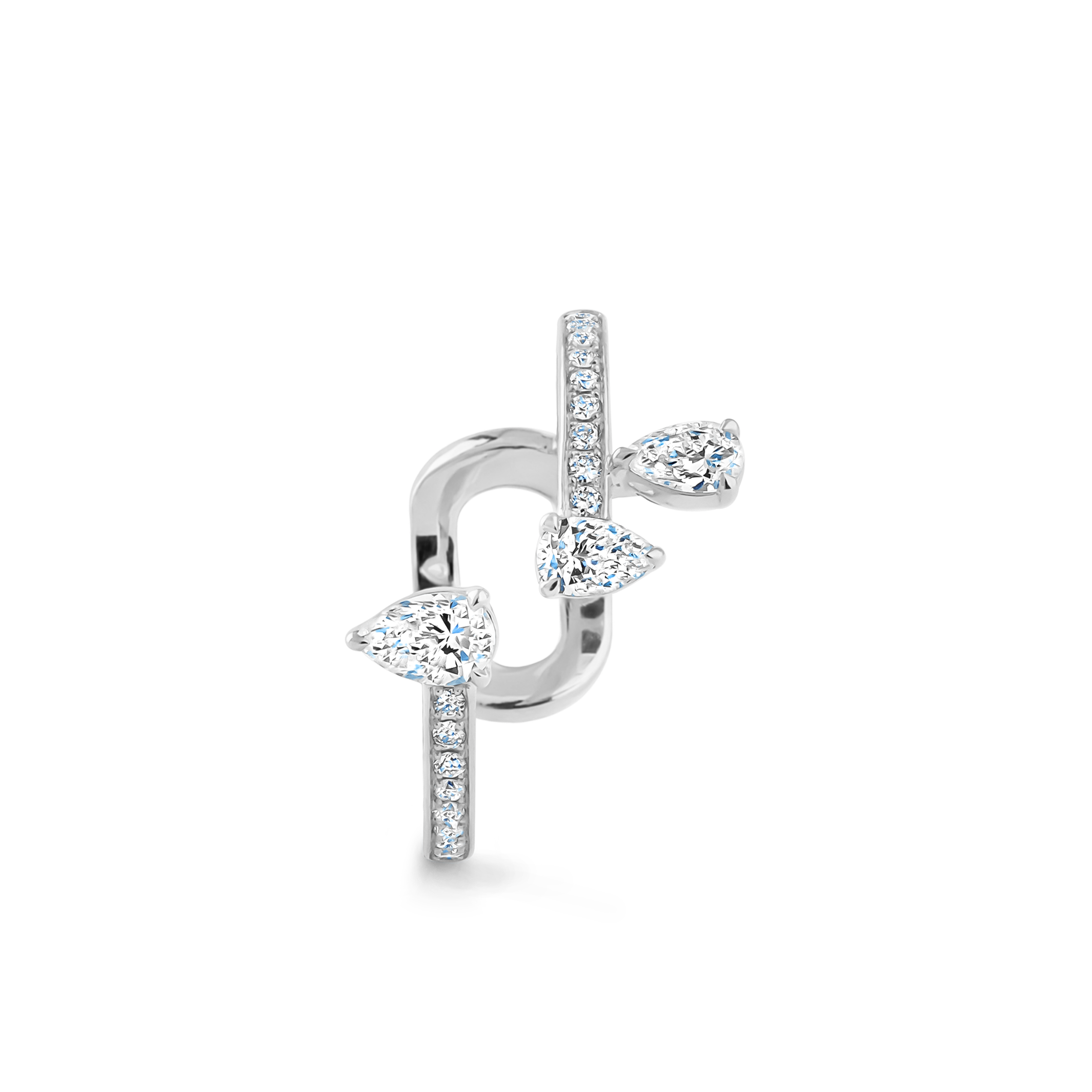 Oliver Heemeyer Cory open diamond ring made of 18k white gold. Perspective 2.