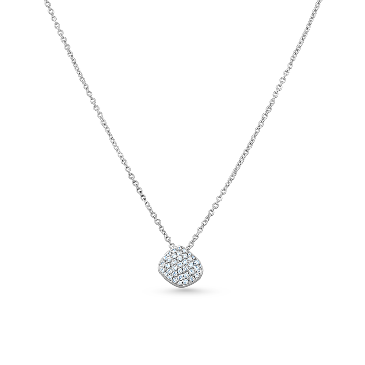 Oliver Heemeyer Cushion pavèt diamond pendant made of 18k white gold.
