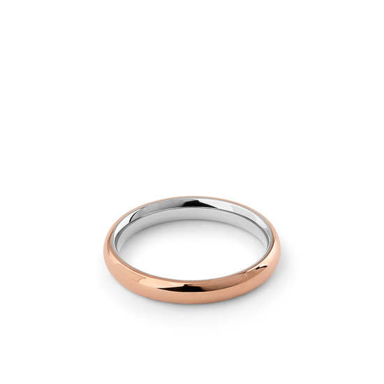 Cuspian wedding band bicolour 3,0 mm reverse made of 18k rose and white gold.