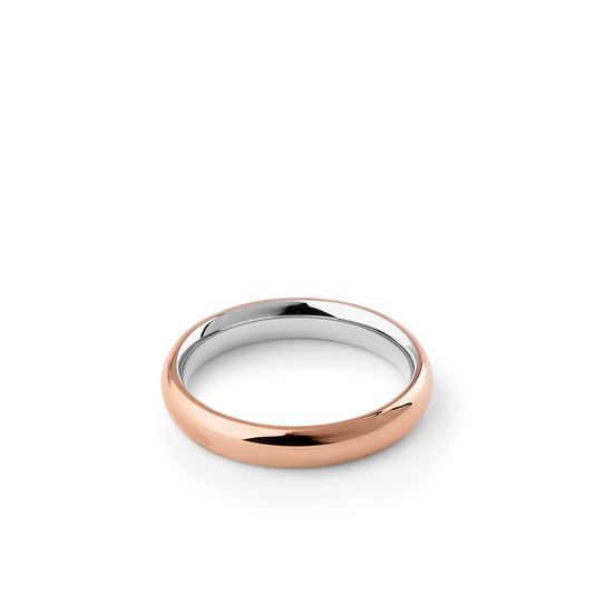 Oliver Heemeyer Cuspian wedding band bicolour 4,0 mm reverse made of 18k rose and white gold.