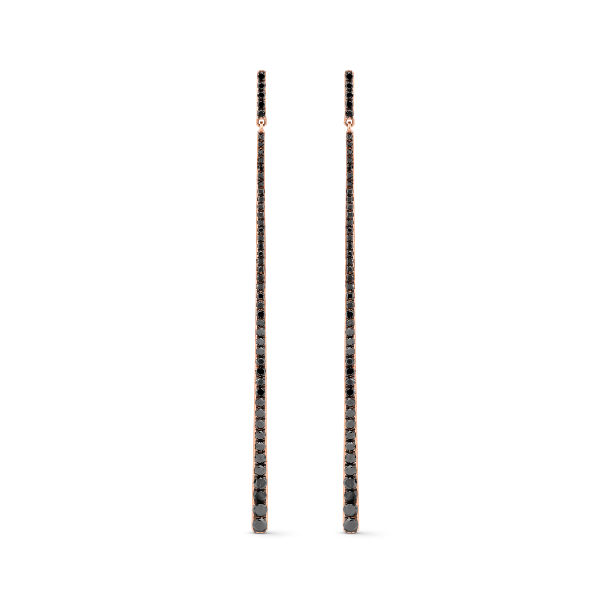 Oliver Heeeyer Line black diamond earrings made of 18k rose gold.