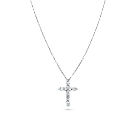 Oliver Heemeyer diamond cross necklace fancy 1.00 ct. made of 18k white gold.