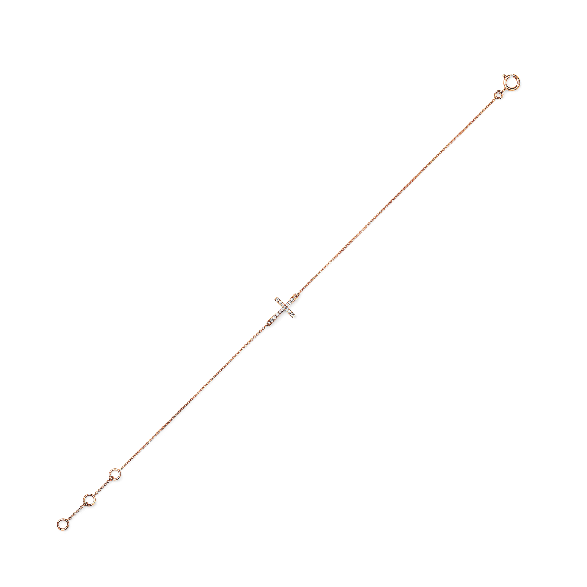 Oliver Heemeyer Diamond Cross Bracelet in 18k rose gold.