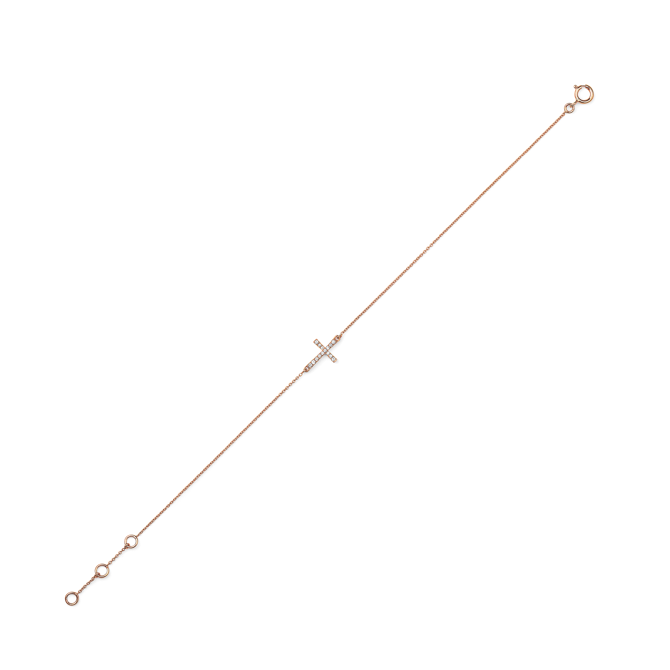 Oliver Heemeyer Diamond Cross Bracelet in 18k rose gold.