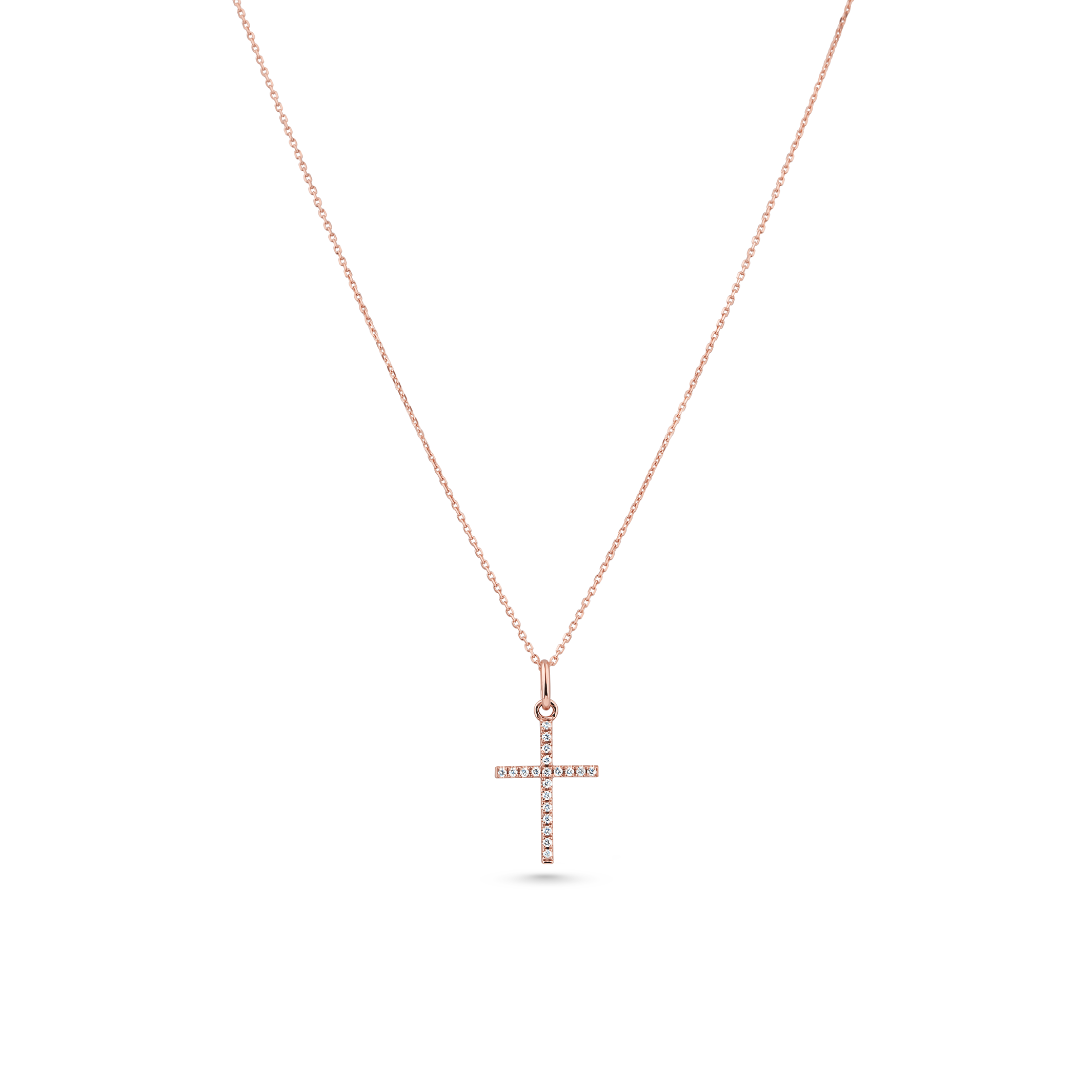 Oliver Heemeyer diamond cross pendant 15,0 mm made of 18k rose gold.