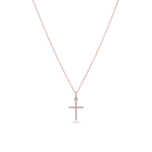 Oliver Heemeyer diamond cross pendant 15,0 mm made of 18k rose gold.