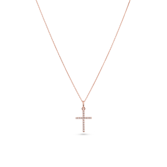 Oliver Heemeyer diamond cross pendant 15,0 mm made of 18k rose gold.