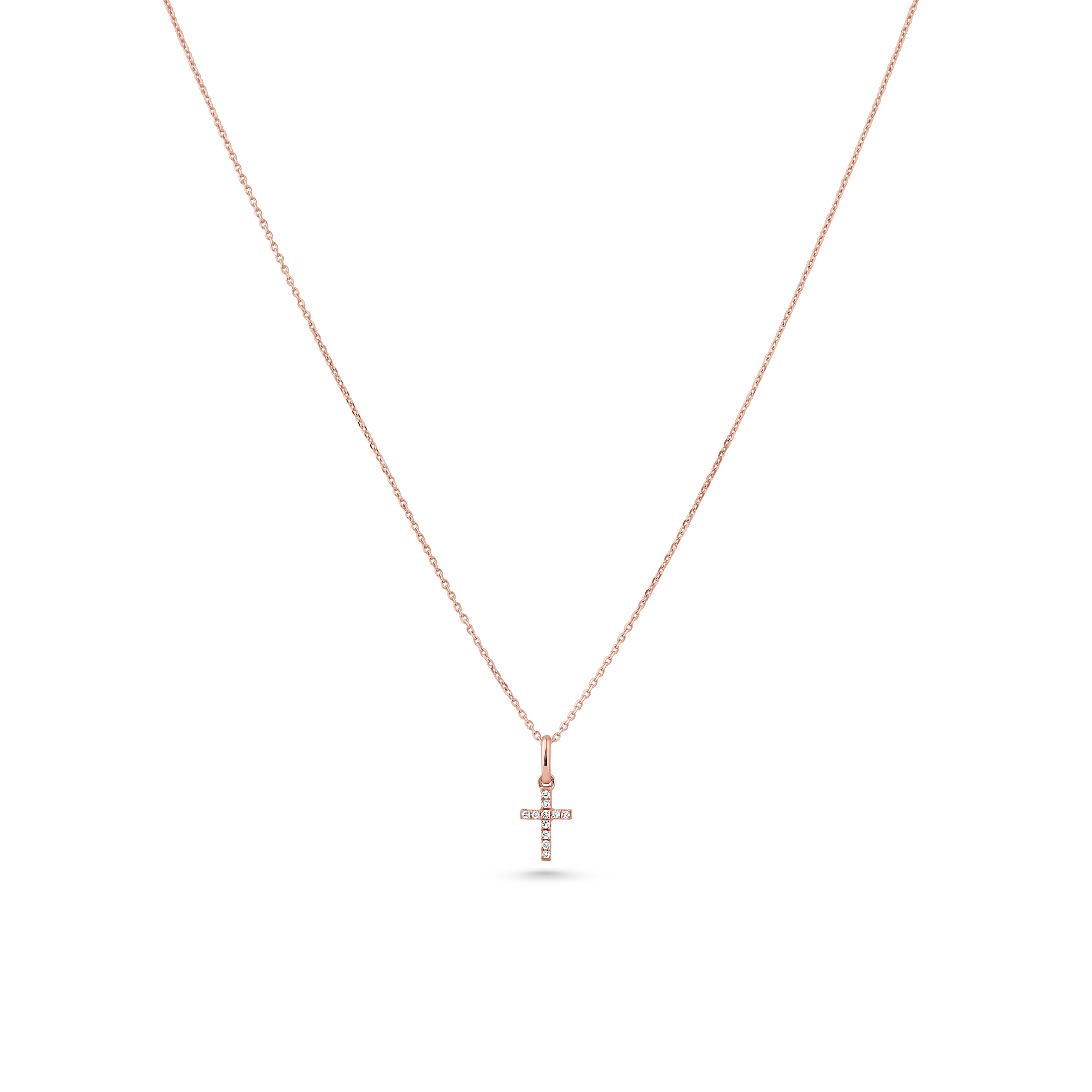 Oliver Heemeyer diamond cross pendant 7,0 mm made of 18k rose gold.